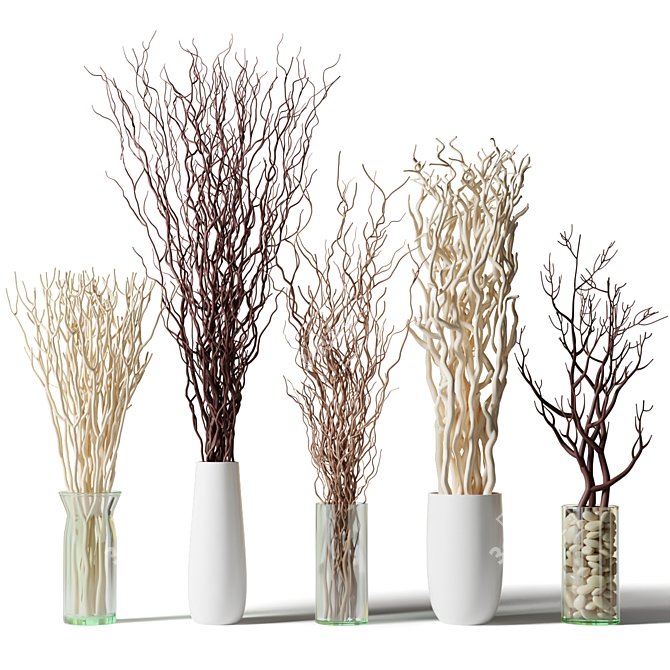 Rustic Dry Branches Vase 3D model image 1