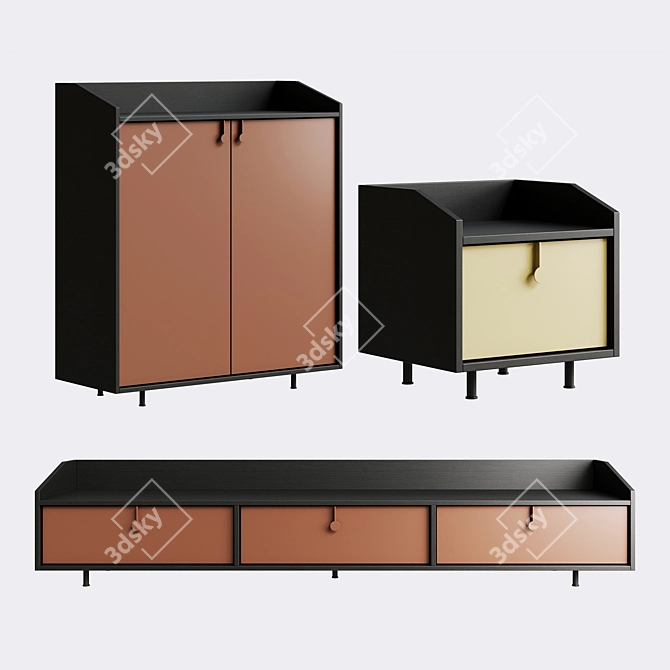 Modern Italian Furniture Set 3D model image 1