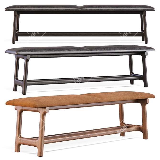 Fushimi Ash Wood Bench 3D model image 1