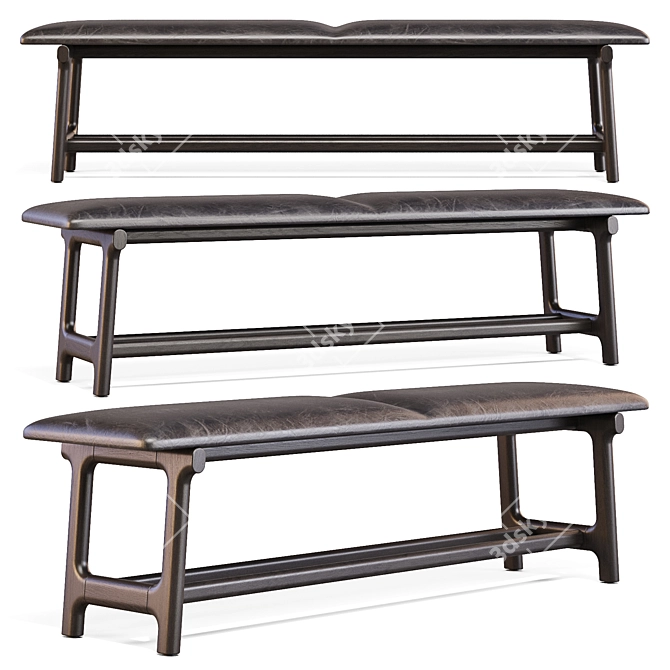 Fushimi Ash Wood Bench 3D model image 4