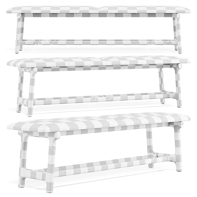 Fushimi Ash Wood Bench 3D model image 5