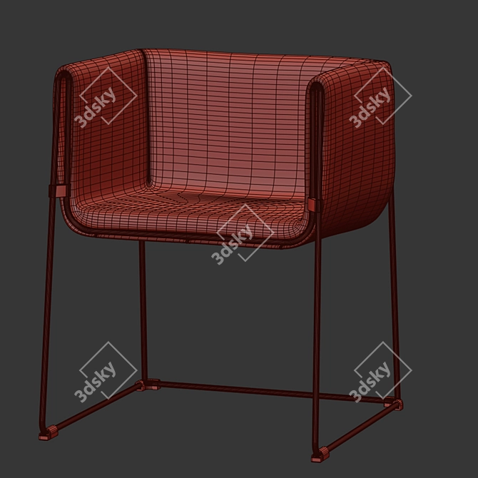 Sleek Metal & Leather Armchair 3D model image 4