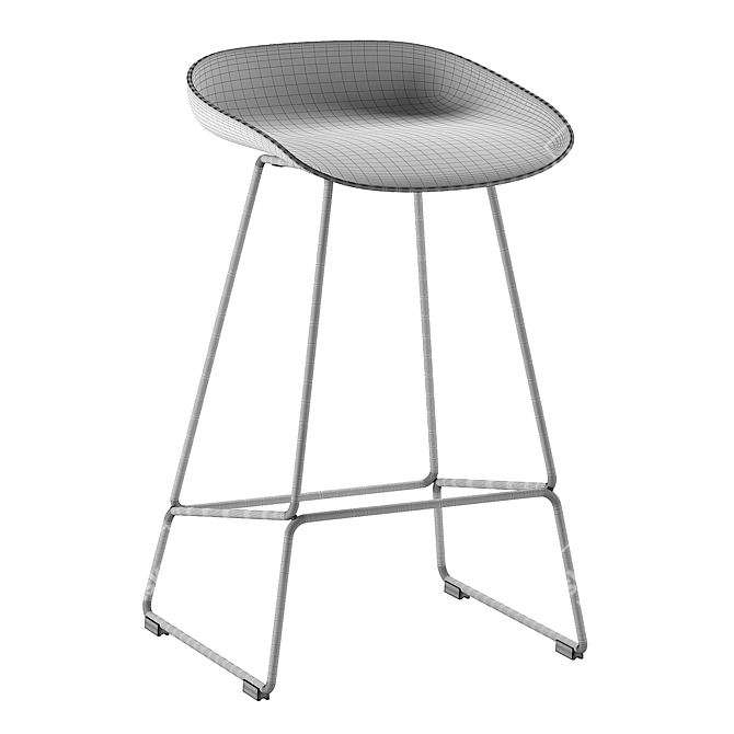 Modern Black Bar Stool - 65cm 3D model image 4