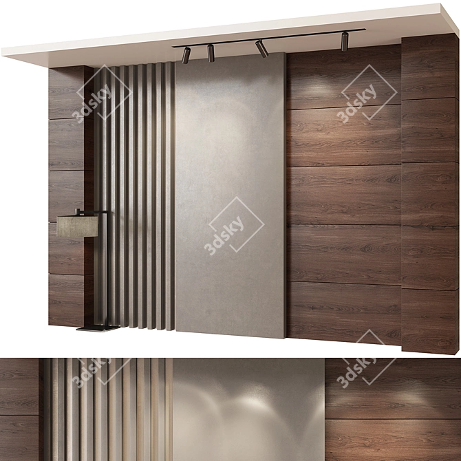 Modern Textured Wall Panel Set 3D model image 1