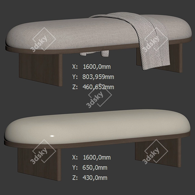 Anza Bench 160 - Modern Design 3D model image 6