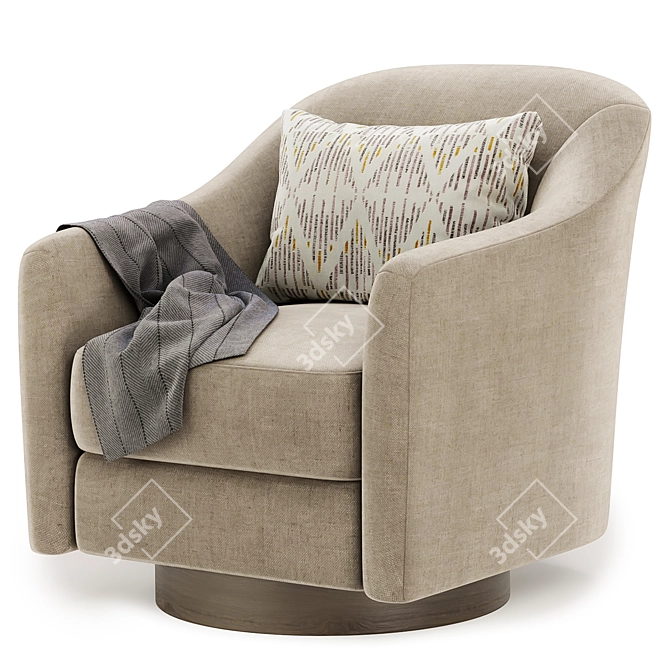 Chic Swivel Armchair in Fabric 3D model image 4