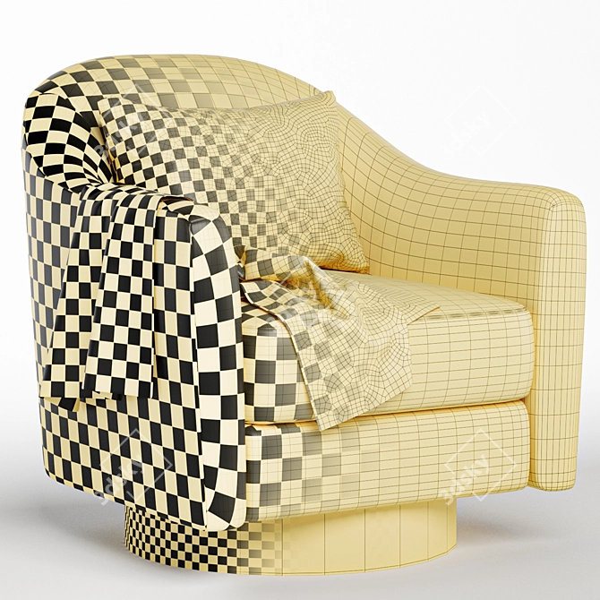 Chic Swivel Armchair in Fabric 3D model image 5