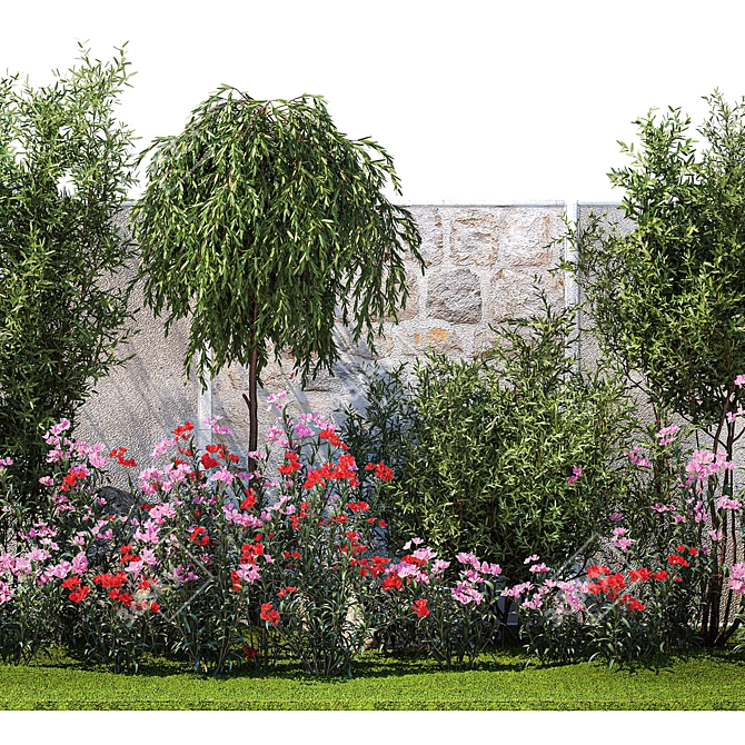 Elegant Landscaping Kit with Oleander and Olive 3D model image 3