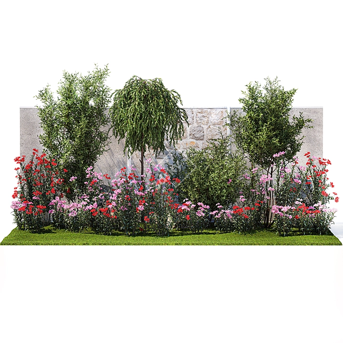 Elegant Landscaping Kit with Oleander and Olive 3D model image 6