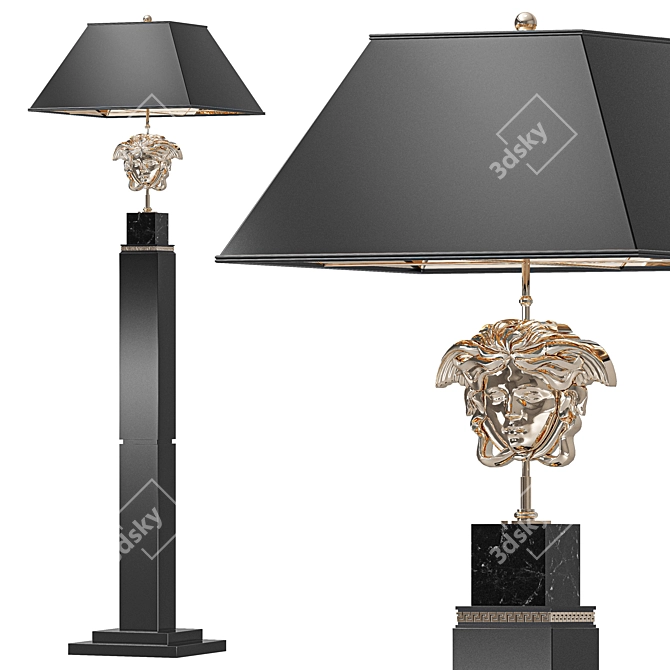 Luxury Medusa Golden Metal Lamp 3D model image 1