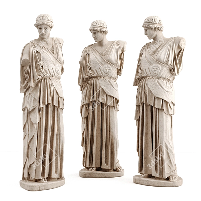 Athena Statue in Metal & Plaster 3D model image 1