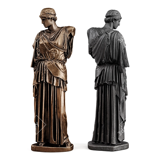 Athena Statue in Metal & Plaster 3D model image 5