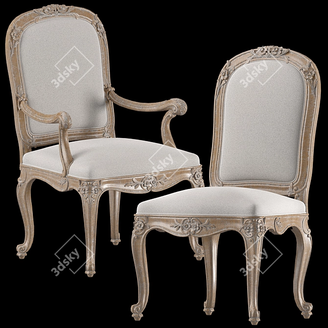 Roberto Giovannini Floral Chair Set 3D model image 1