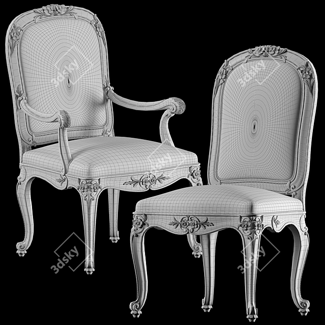 Roberto Giovannini Floral Chair Set 3D model image 2
