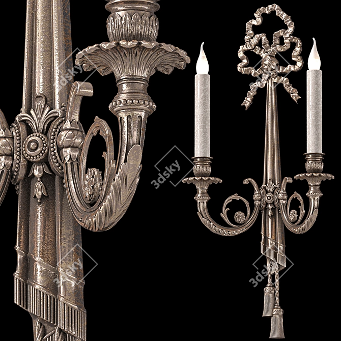 Elegant Bronze Wall Light Pair 3D model image 1
