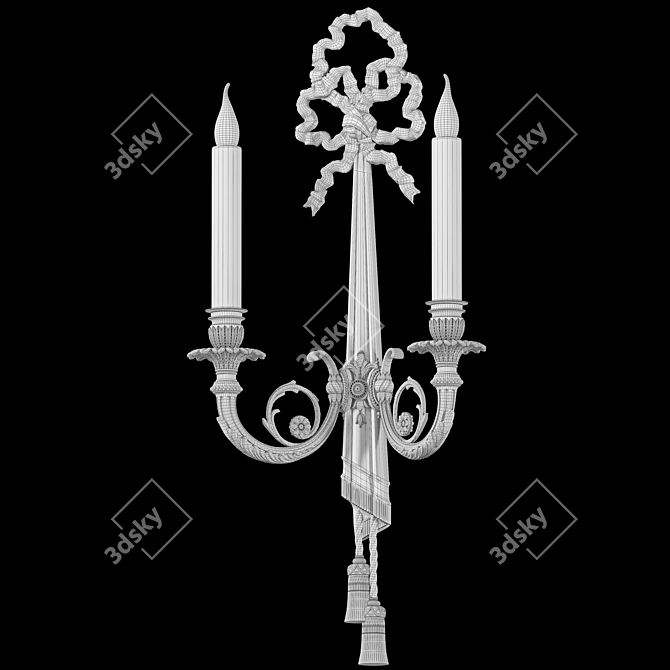 Elegant Bronze Wall Light Pair 3D model image 2