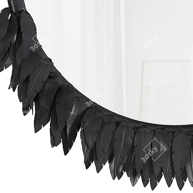 Boho Leather Feather Mirror 3D model image 2