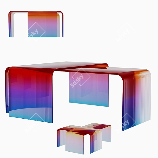 Colorful Gradient Glass Tables 3D model image 4