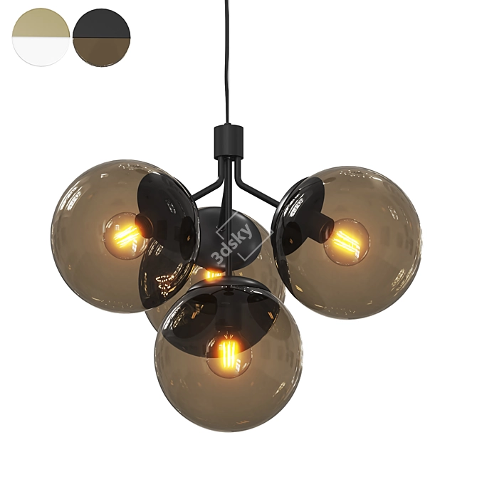 Elegant 4-Spot Pendant Light 3D model image 1