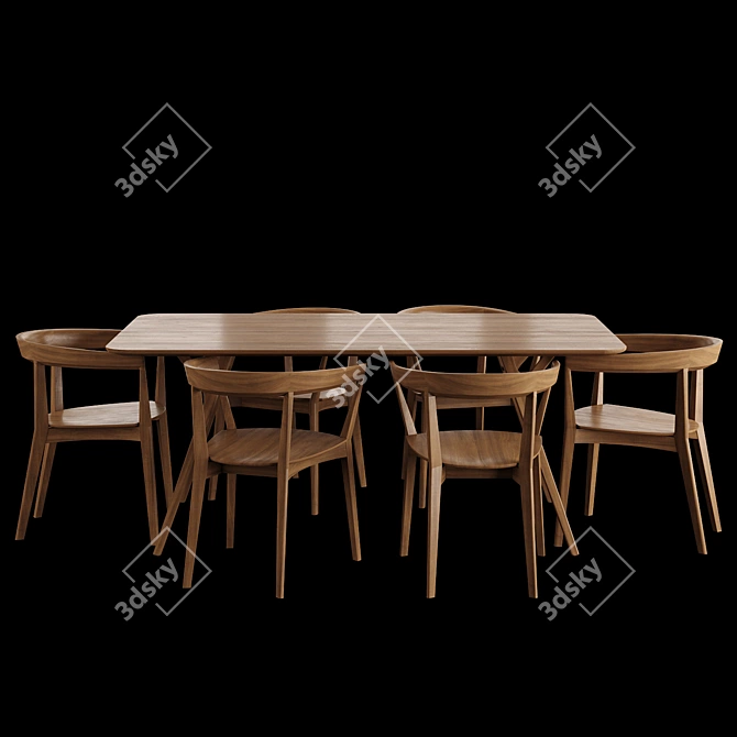 Title: Walnut Dining Set Ren Carola 3D model image 2