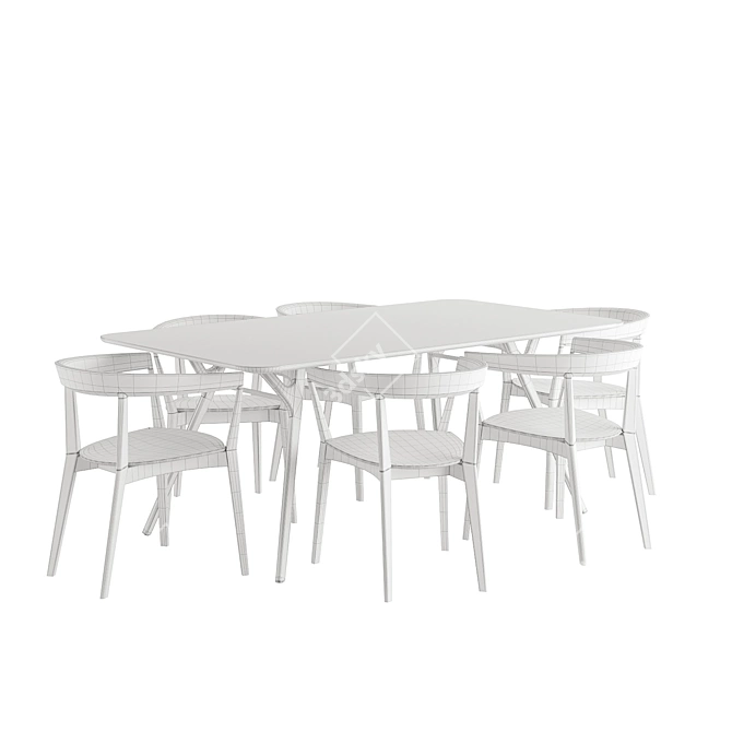 Title: Walnut Dining Set Ren Carola 3D model image 6