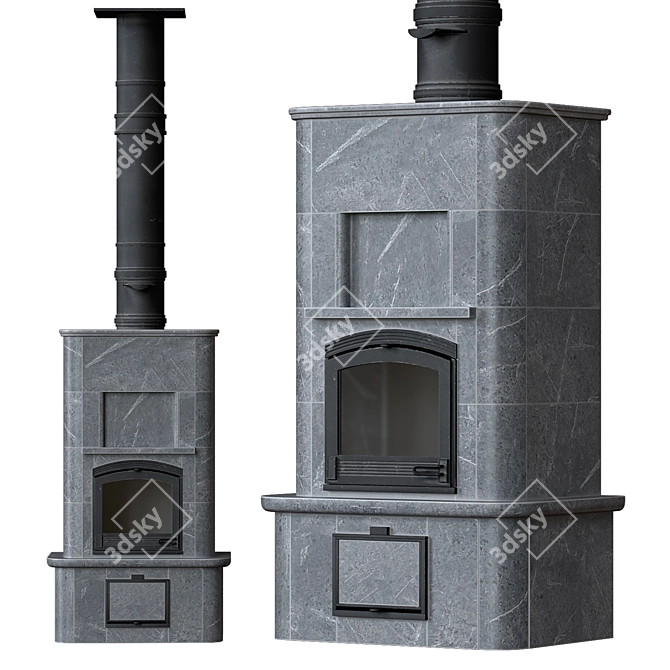 Stone Fireplace Convection Stove 3D model image 1