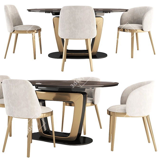 Sleek Calligaris Orbital Table Set 3D model image 1