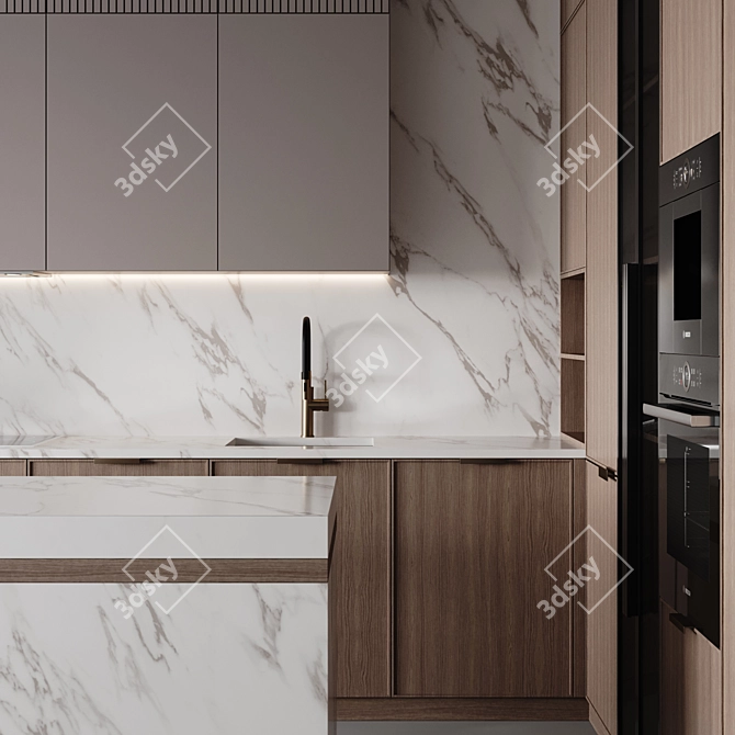 Flexible modern kitchen design 3D model image 4