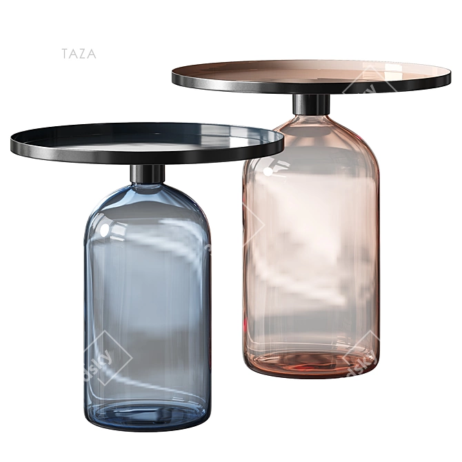  Taza Aluminum Glass Side Table 3D model image 2