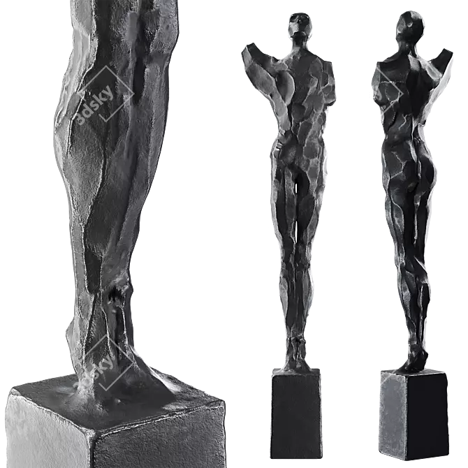 Abstract Metal Stone Human Sculpture 3D model image 2