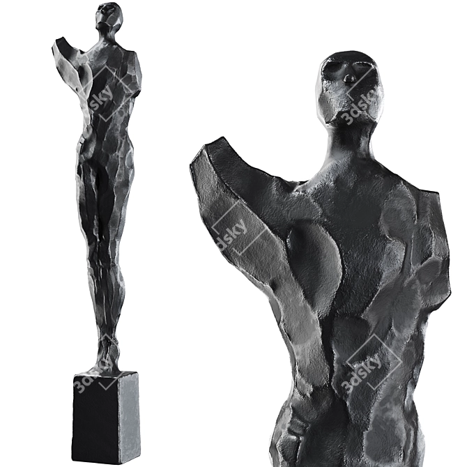 Abstract Metal Stone Human Sculpture 3D model image 3