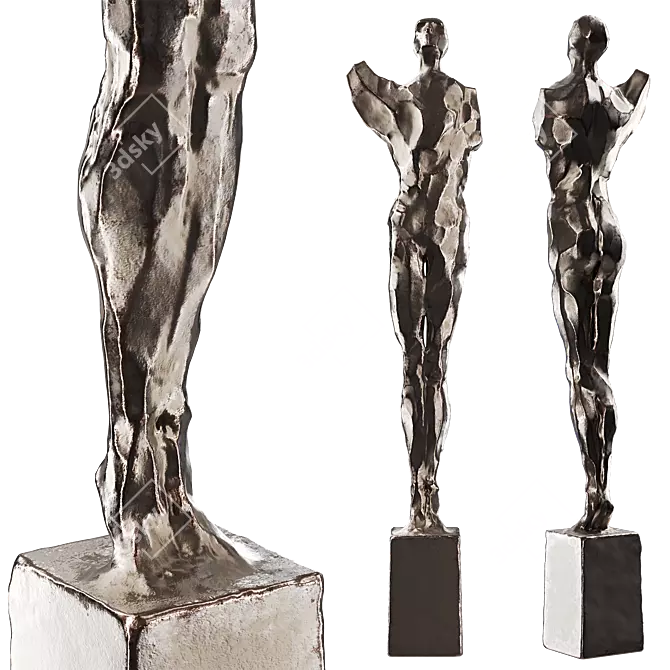 Abstract Metal Stone Human Sculpture 3D model image 6