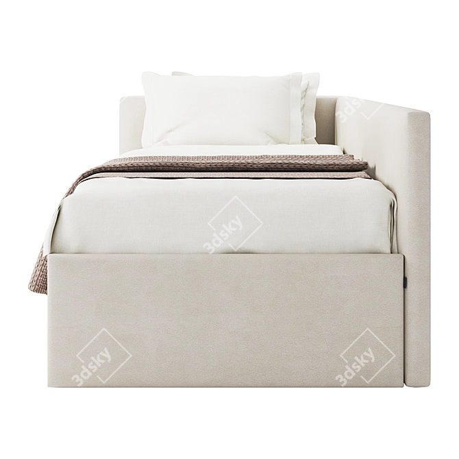 Leo Bed with Armrest, dimensions: 108x216x75cm 3D model image 2