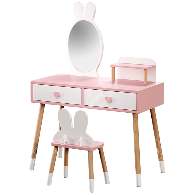 Kids Vanity Set Pink Princess 3D model image 2