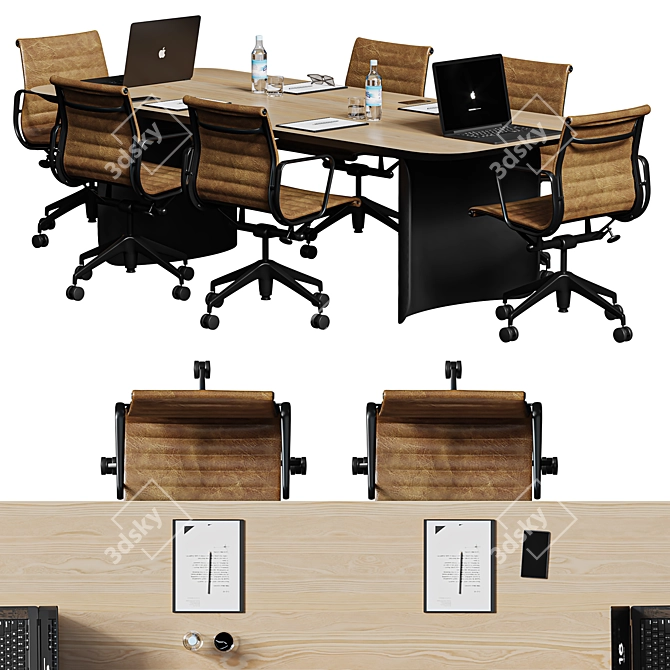 Modern Office Table Set 3D model image 3