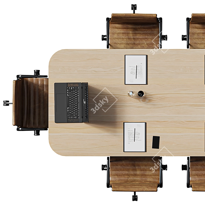 Modern Office Table Set 3D model image 5