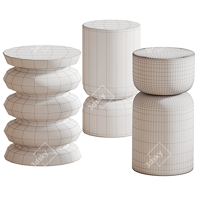 Modern Stone Sculpture Set by Westwing 3D model image 3