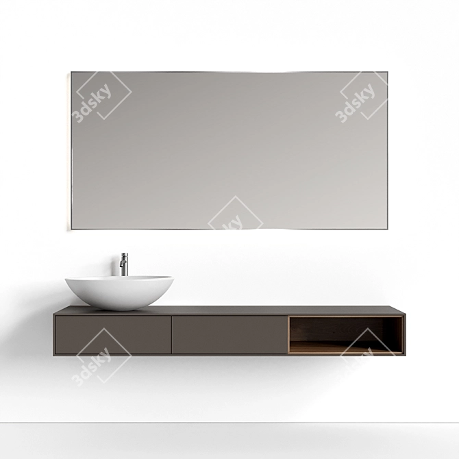Modern Floating Vanity: Line Series 3D model image 1