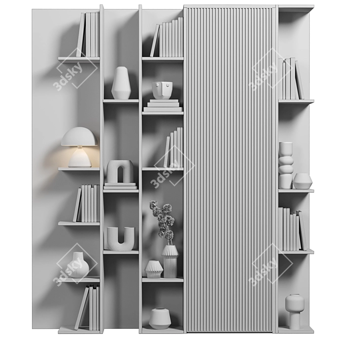 Modular Bookcase with High-Quality Textures 3D model image 4