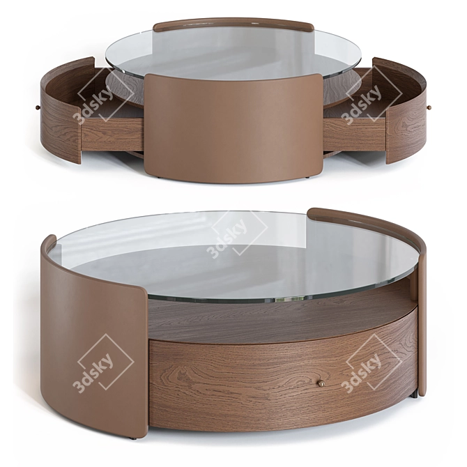 Walnut and Leather Coffee Table 3D model image 1