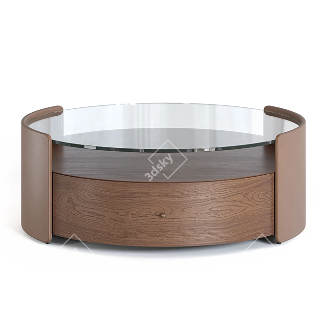 Walnut and Leather Coffee Table 3D model image 2
