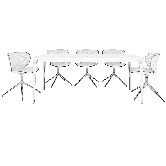 Elegant Torino Table & Hamilton Chair 3D model image 3