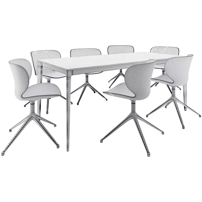 Elegant Torino Table & Hamilton Chair 3D model image 4