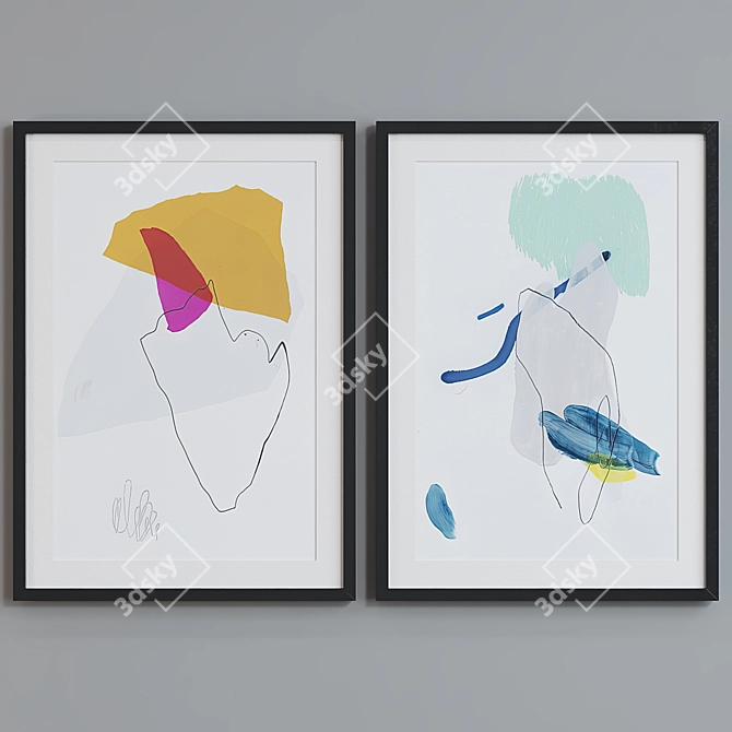 Modern Abstract Picture Frame Set 3D model image 5