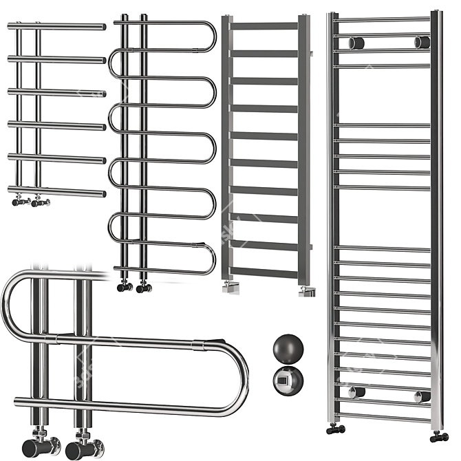 Designer Towel Radiator Set - High Quality 3D model image 2