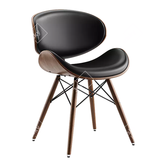 Modern Vegan Leather Side Chair 3D model image 1