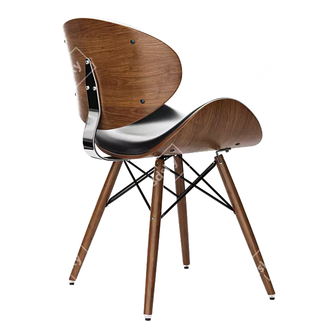 Modern Vegan Leather Side Chair 3D model image 2