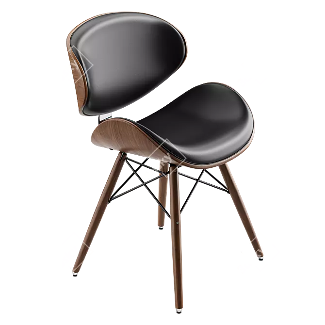 Modern Vegan Leather Side Chair 3D model image 4