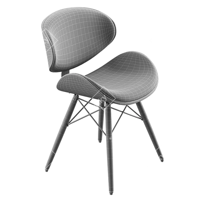 Modern Vegan Leather Side Chair 3D model image 5