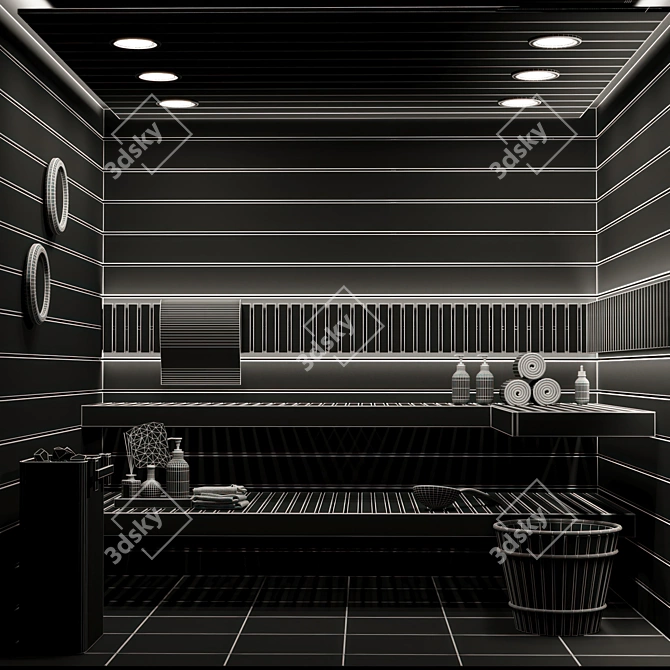 Luxury Sauna Interior 3D Model 3D model image 5